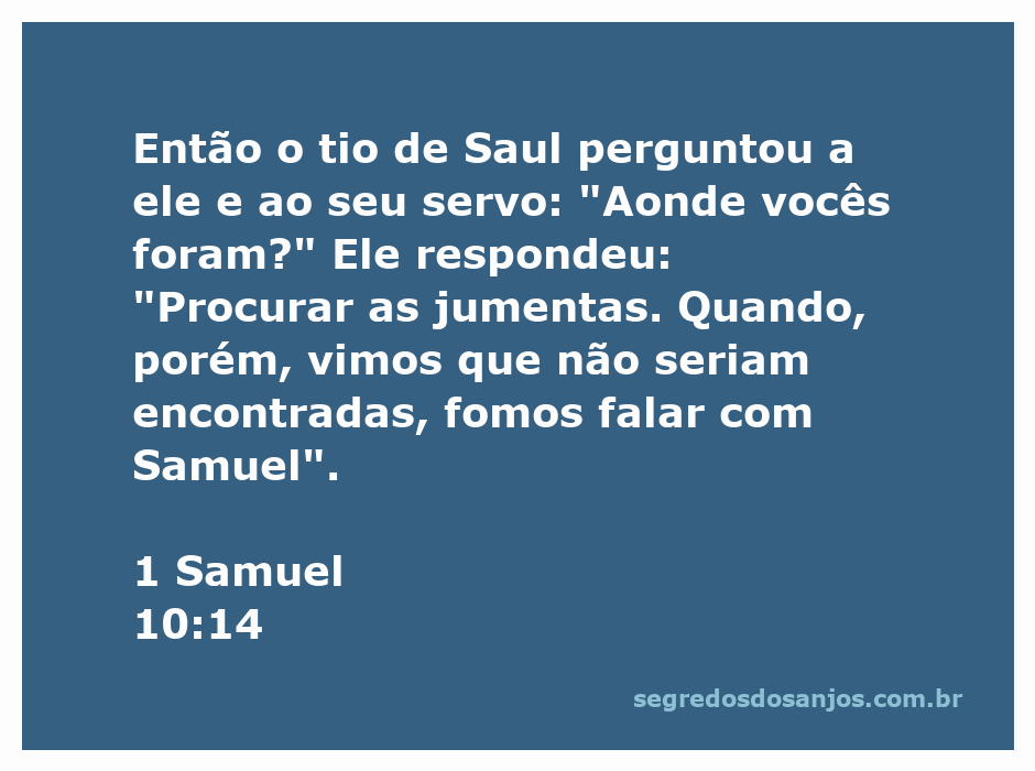 Saul e seu servo conversando com o tio sobre a busca das jumentas.