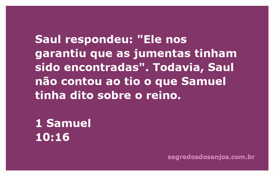 Saul conversando com seu tio sobre a busca das jumentas e o reino de Israel.