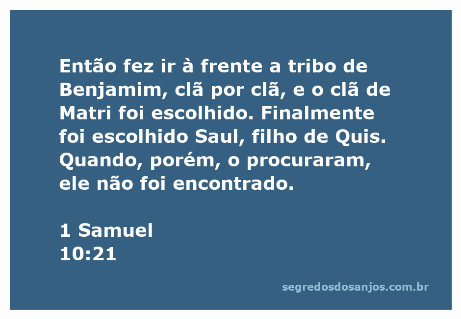 Representação da escolha de Saul como rei por meio da tribo de Benjamim, destacando o clã de Matri.