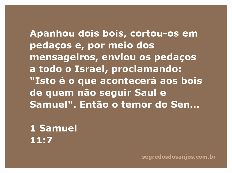 Imagem de bois cortados em pedaços, simbolizando a mensagem de advertência de Saul e Samuel ao povo de Israel.