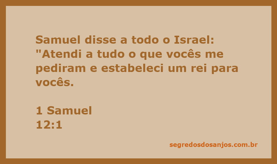 Samuel fala com o povo de Israel sobre a escolha de um rei