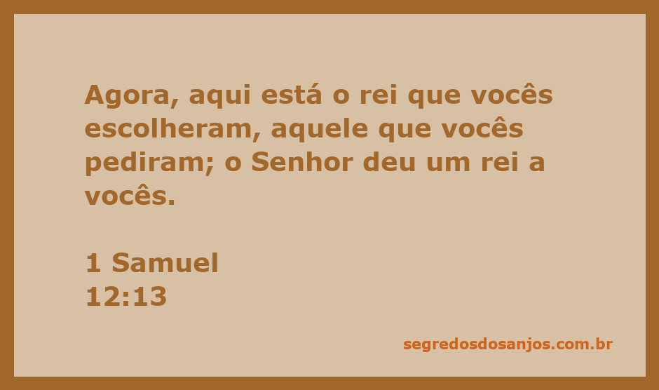 Imagem representativa do versículo 1 Samuel 12:13, destacando a escolha do rei pelo povo e a entrega divina.