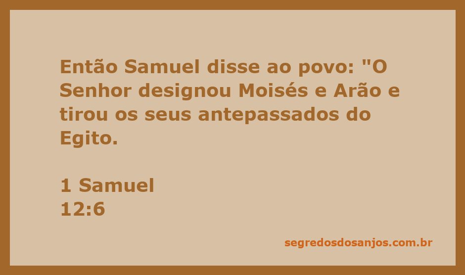 Samuel falando ao povo sobre a liderança de Moisés e Arão na saída do Egito.