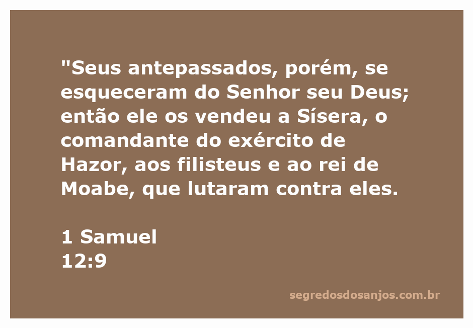 Ilustração do versículo 1 Samuel 12:9, destacando a desobediência do povo de Israel e suas consequências.