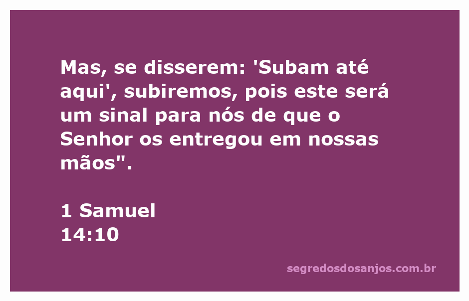 Versículo de 1 Samuel 14:10 sobre a fé e o sinal divino na batalha