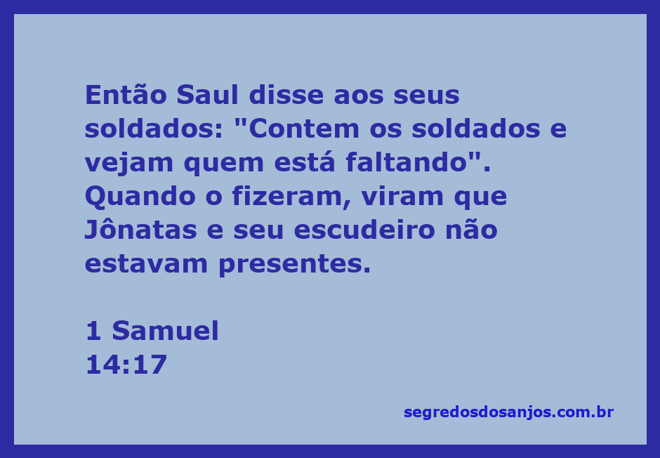 Reunião de soldados de Saul enquanto buscam por Jônatas e seu escudeiro.
