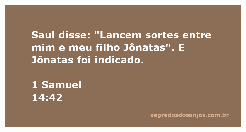 Saul e Jônatas, personagens bíblicos, discutindo a escolha através de sortes na passagem de 1 Samuel 14:42.