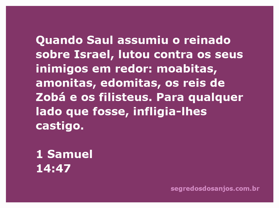 Rei Saul liderando as tropas israelitas em batalha contra os inimigos como moabitas e filisteus.