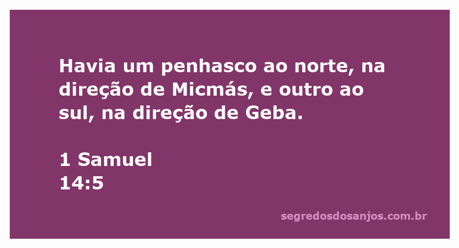 Penhascos ao norte e ao sul de Micmás e Geba, representando a localização mencionada em 1 Samuel 14:5.