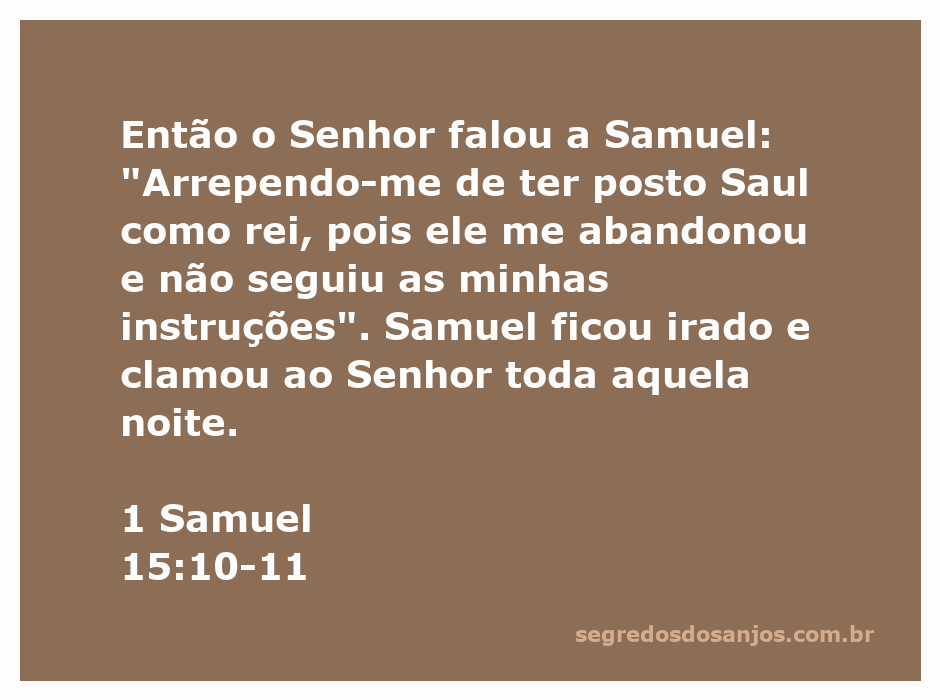 Imagem que representa o arrependimento de Deus em relação à escolha de Saul como rei, com Samuel orando intensamente.