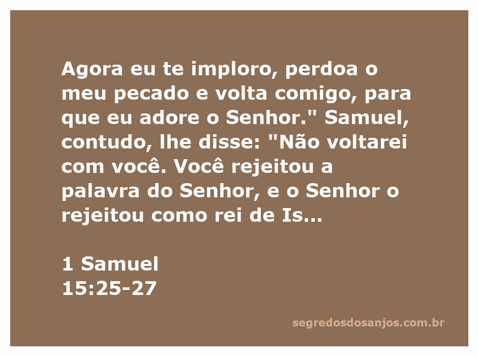 Saul pedindo perdão a Samuel, que se vira para sair enquanto o manto se rasga.