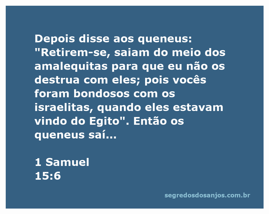 Imagem representativa da passagem de 1 Samuel 15:6, mostrando os queneus se afastando dos amalequitas em um contexto bíblico.