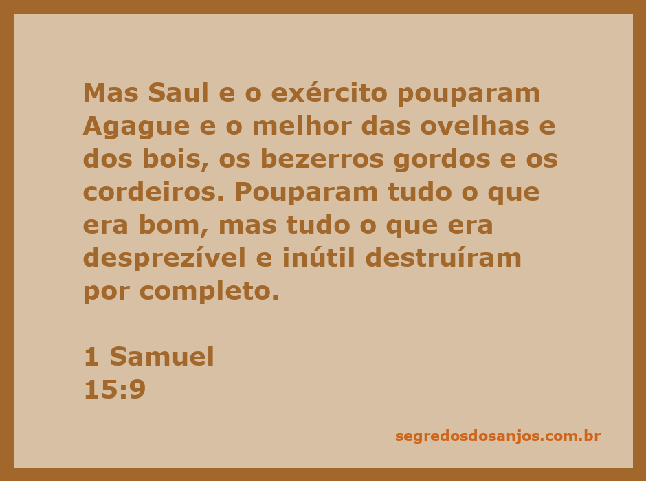 Representação de Saul e seu exército poupando Agague e os melhores animais após uma batalha.