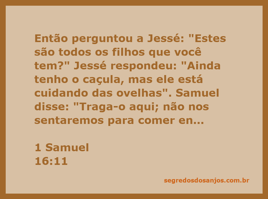 Samuel perguntando a Jessé sobre seus filhos enquanto Davi cuida das ovelhas.