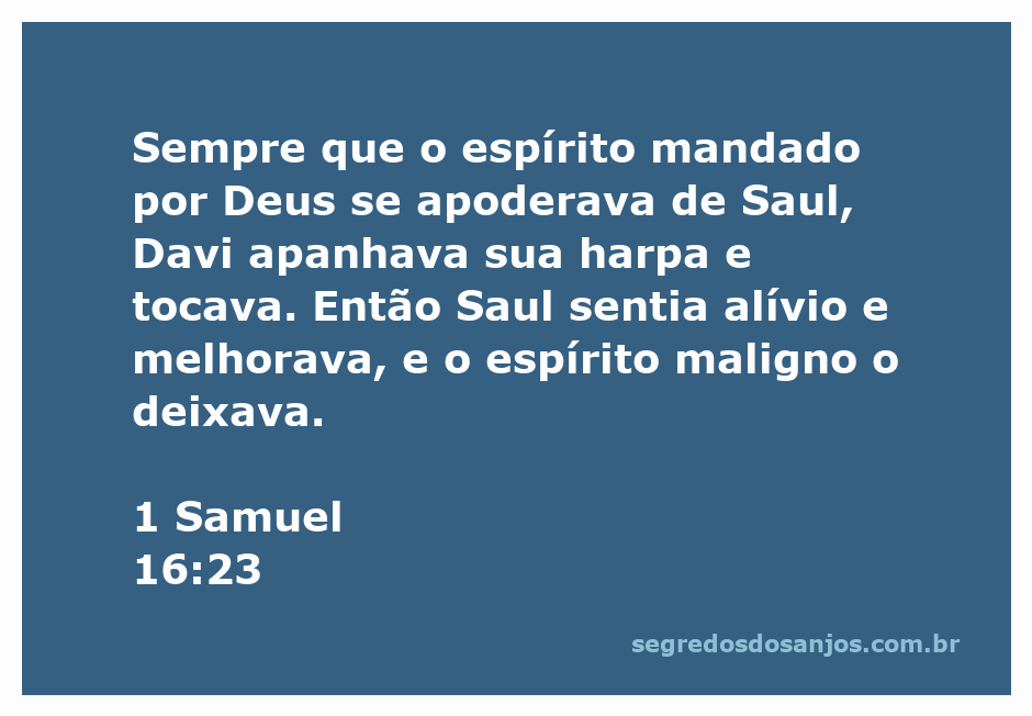 Davi tocando harpa para aliviar o rei Saul do espírito maligno.