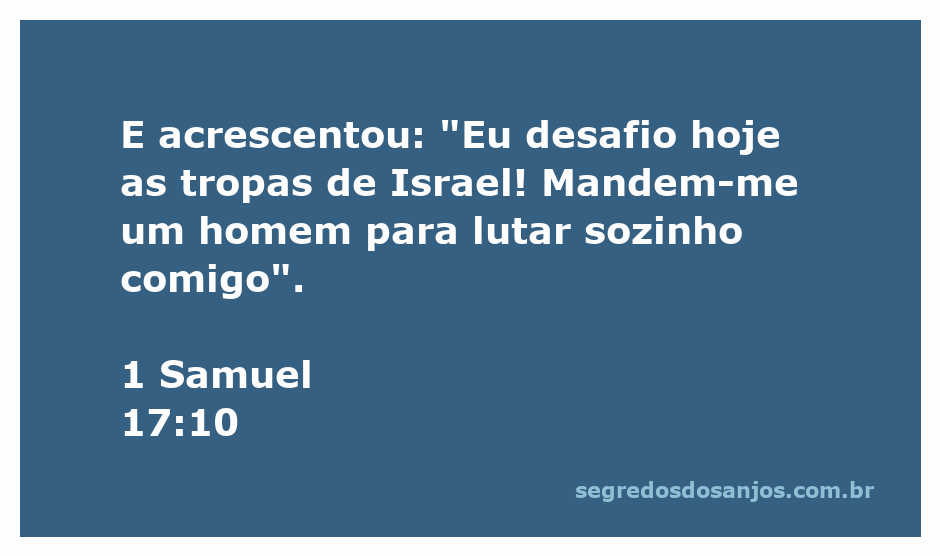 Ilustração do desafio de Golias às tropas de Israel no versículo 1 Samuel 17:10