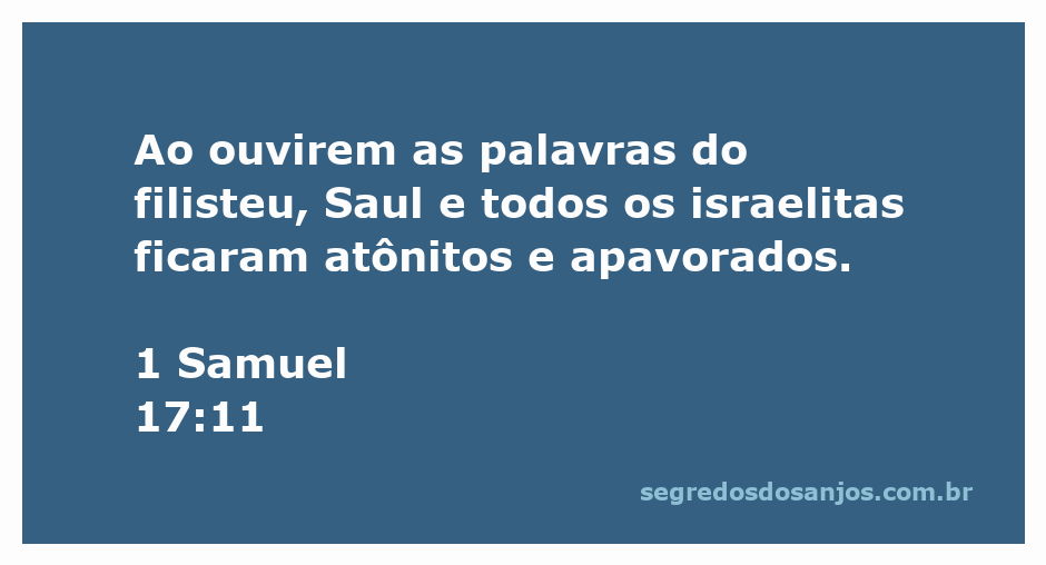Saul e os israelitas apavorados ao ouvir as palavras do filisteu em 1 Samuel 17:11