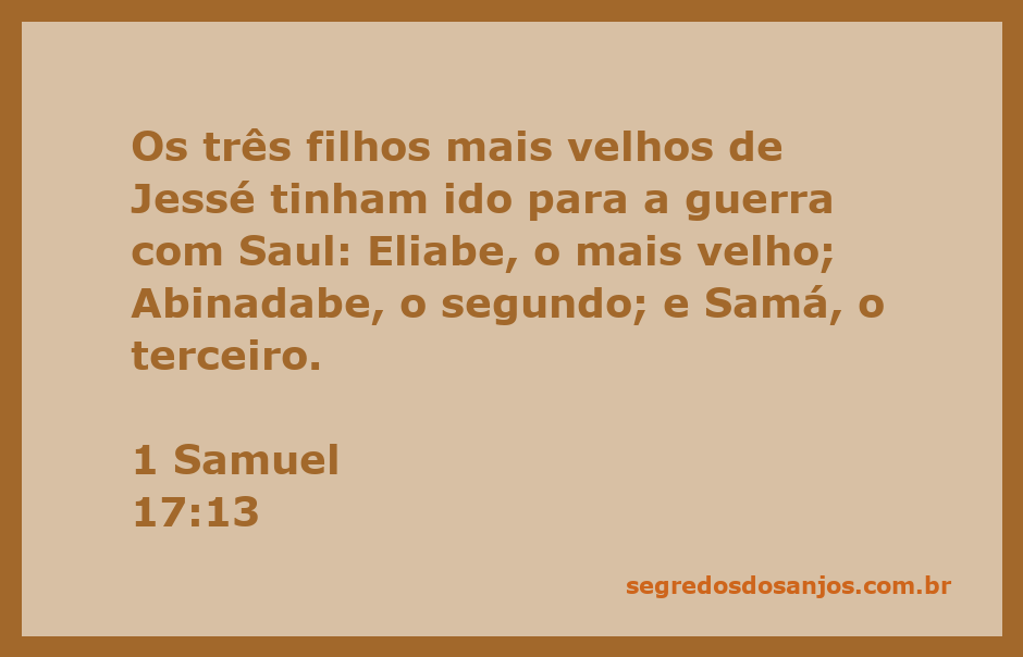 Os três filhos de Jessé, Eliabe, Abinadabe e Samá, representando a história de 1 Samuel 17:13.