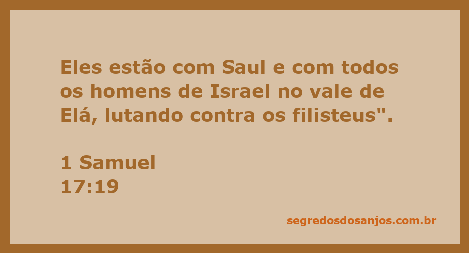 Soldados de Israel no vale de Elá preparados para a batalha contra os filisteus