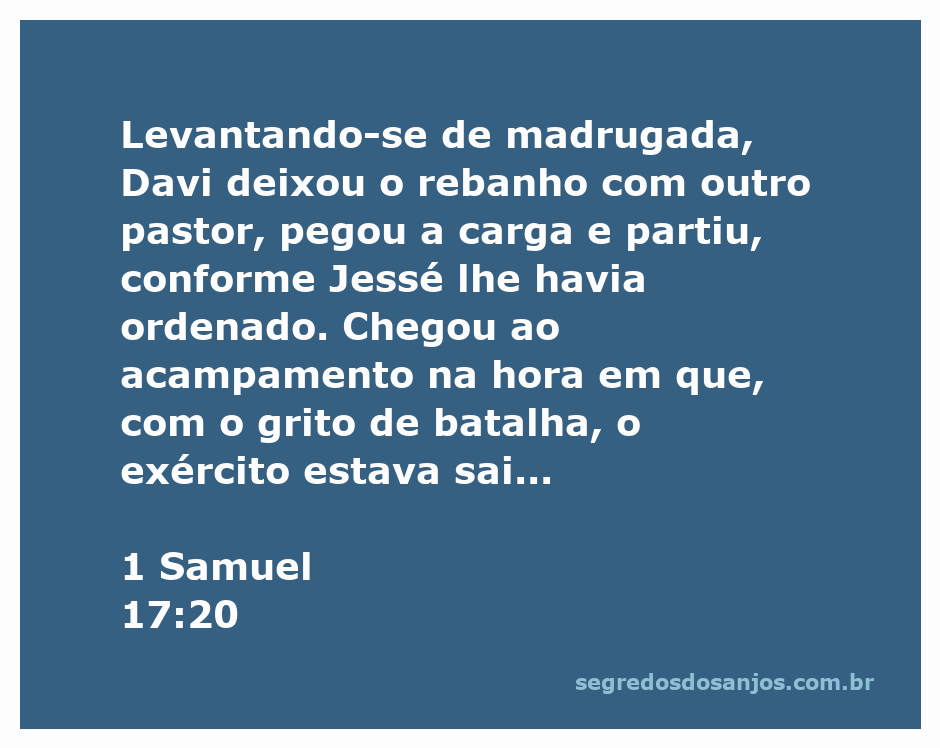 Davi se preparando para ir ao acampamento de batalha, deixando seu rebanho com outro pastor.