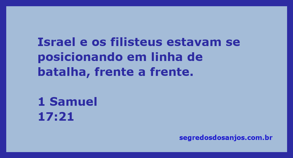 Imagem da batalha entre Israel e os filisteus, com soldados posicionados em linha de frente.