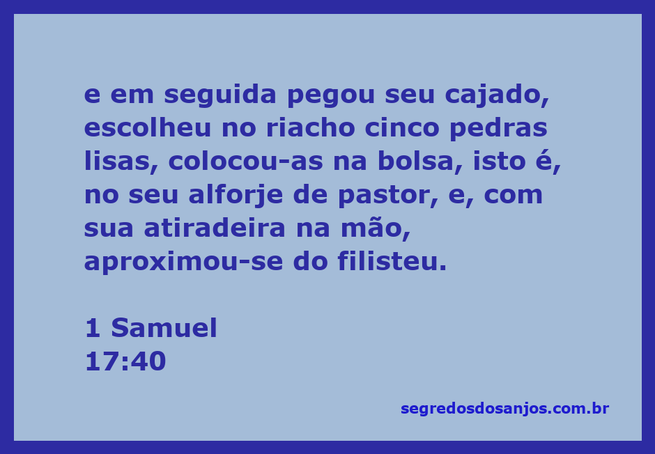 David se preparando para enfrentar Golias com pedras lisas e uma atiradeira.