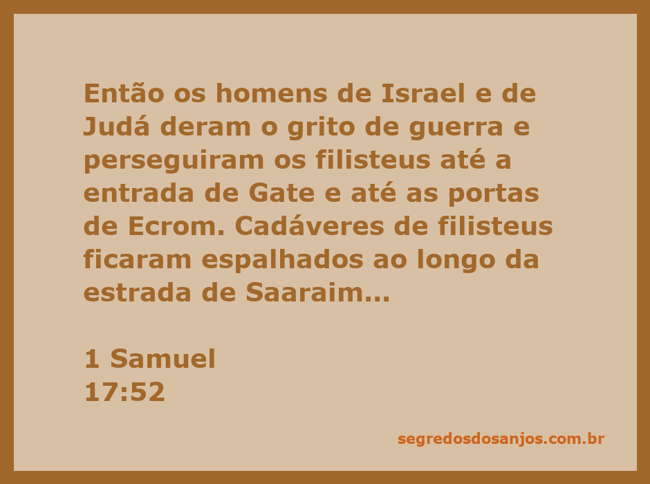 Ilustração da vitória dos israelitas sobre os filisteus, com os cadáveres espalhados ao longo da estrada.