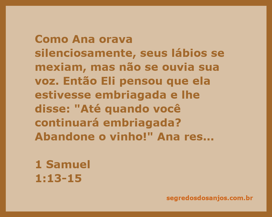 Ana orando silenciosamente, expressando sua angustia e devoção a Deus.