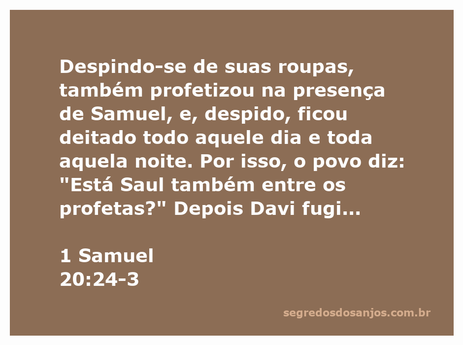 Ilustração de Davi conversando com Jônatas sobre a ameaça de Saul enquanto se despia de suas roupas e profetizava na presença de Samuel.