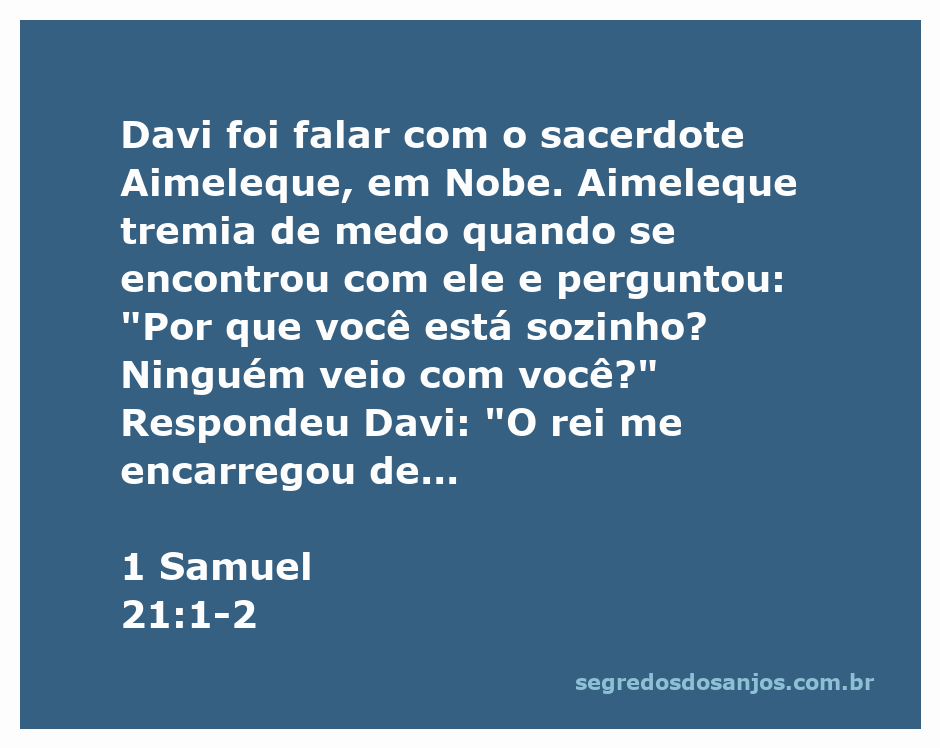 Davi conversa com o sacerdote Aimeleque em Nobe, demonstrando a tensão do encontro.