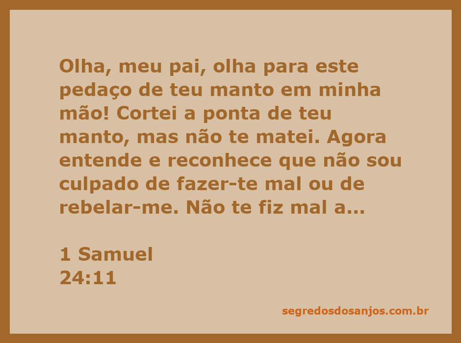 Davi mostrando um pedaço do manto de Saul, simbolizando a misericórdia e a inocência.