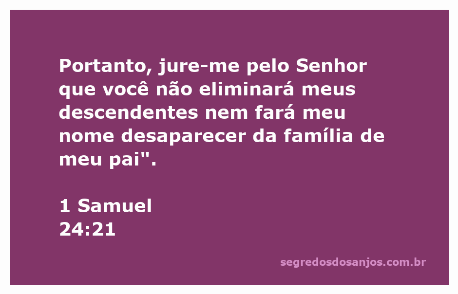 Um homem pedindo um juramento de proteção a outro, representando a passagem de 1 Samuel 24:21.