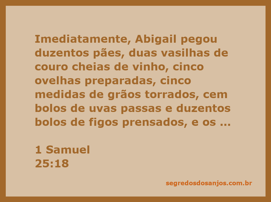 Abigail carregando alimentos para Davi, incluindo pães, vinho e ovelhas.