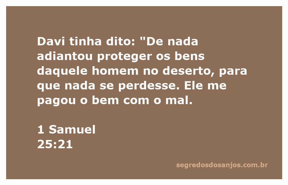 Davi expressando sua frustração por ter protegido os bens de um homem ingrato no deserto.