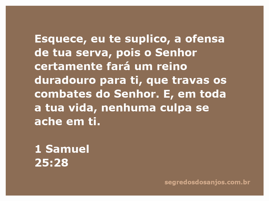 Imagem representativa de Abigail pedindo perdão a Davi, mencionando um reino duradouro em 1 Samuel 25:28.