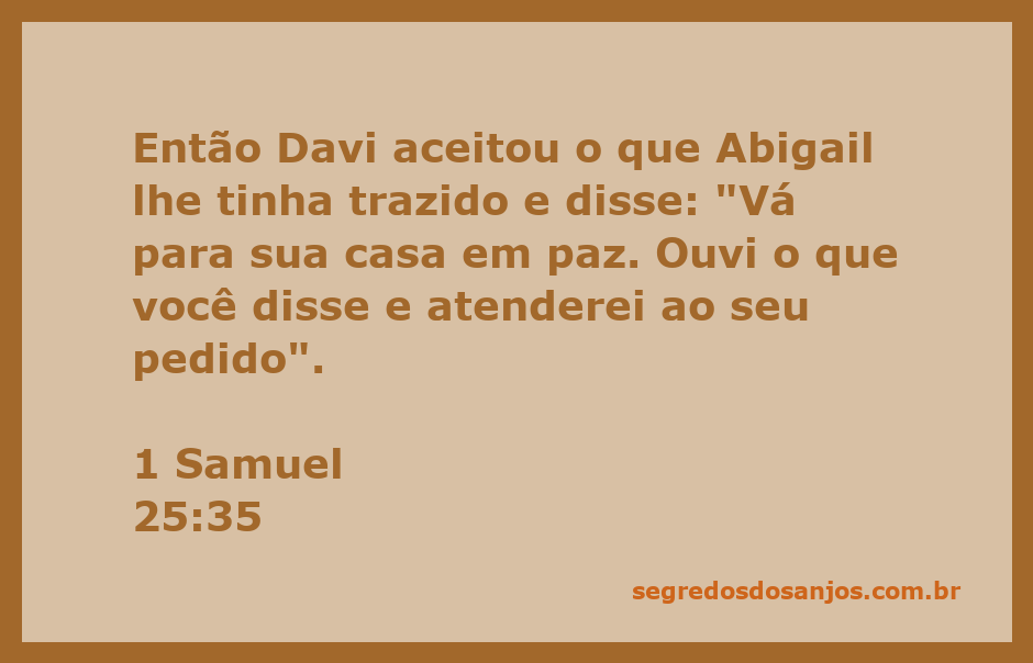 Davi recebendo Abigail com gratidão e aceitando seu pedido de paz.