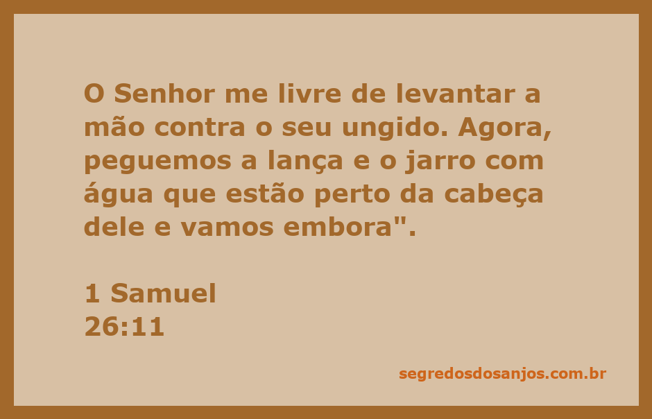 Um homem segurando uma lança e um jarro de água, simbolizando a proteção do ungido do Senhor.
