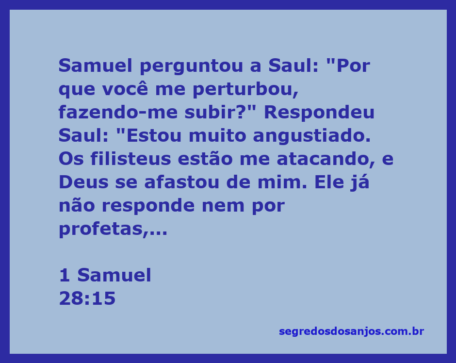 Imagem de Samuel falando com Saul, retratando a angústia de Saul diante dos filisteus.