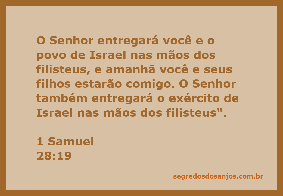 Profeta Samuel revelando a Saul seu destino trágico na batalha contra os filisteus.