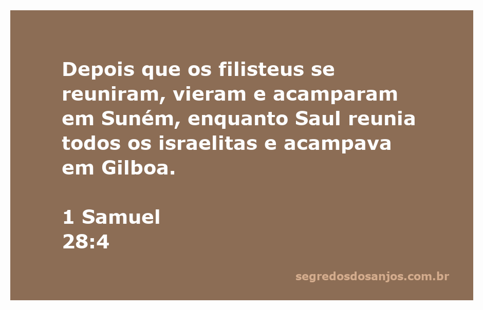 Reunião dos filisteus em Suném e os israelitas em Gilboa, conforme narrado em 1 Samuel 28:4.