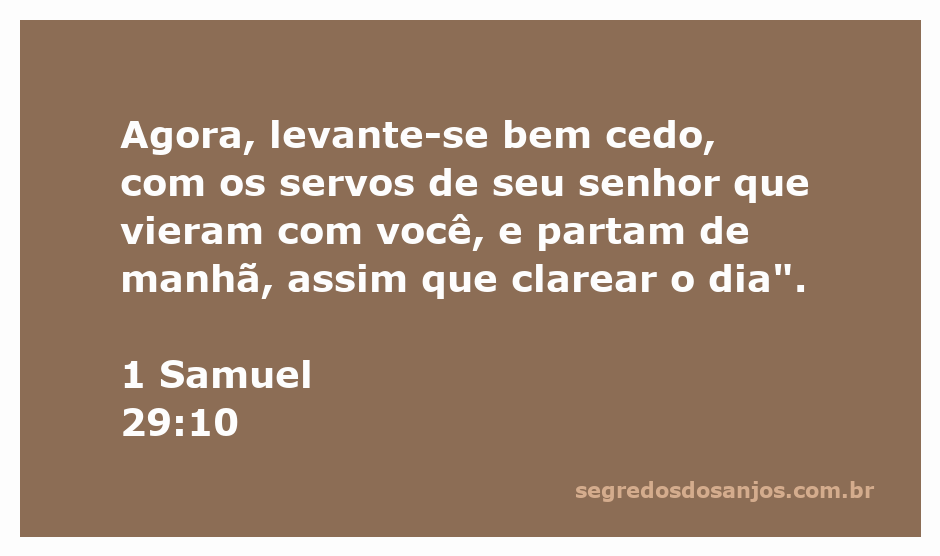 Cenário ao amanhecer com soldados se preparando para partir, ilustrando 1 Samuel 29:10.