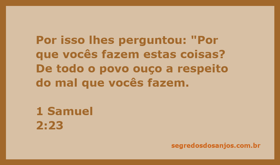 Imagem ilustrativa da passagem 1 Samuel 2:23, destacando a advertência sobre ações erradas.