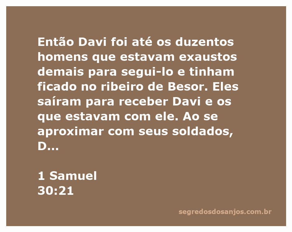 Davi reencontra os duzentos homens exaustos no ribeiro de Besor após uma batalha.