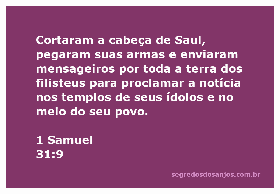 Representação artística da decapitação de Saul, mostrando os filisteus celebrando a vitória sobre o rei de Israel.