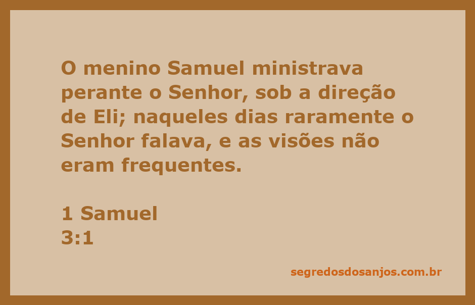 Imagem do menino Samuel ministrando perante Eli, simbolizando a comunicação divina e a escassez de visões.