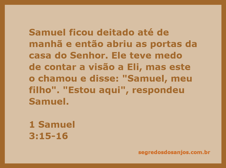 Samuel deitado na casa do Senhor, refletindo sobre a visão que teve durante a noite.