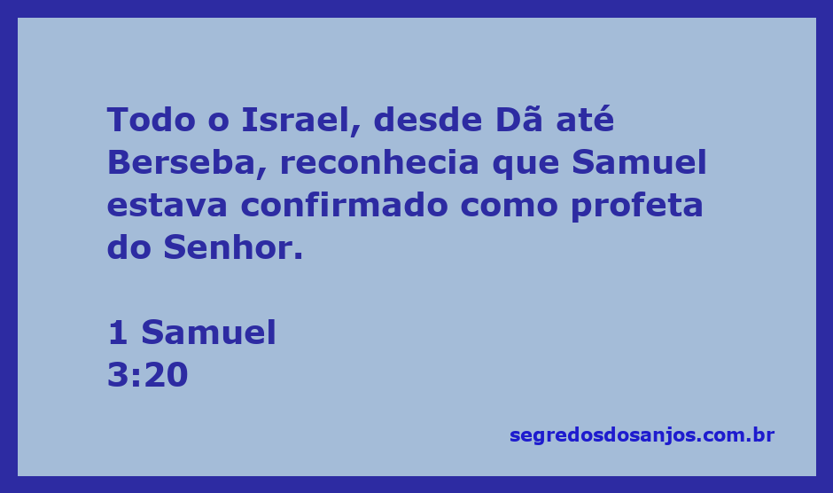 Samuel, o profeta reconhecido por todo Israel, de Dã a Berseba.