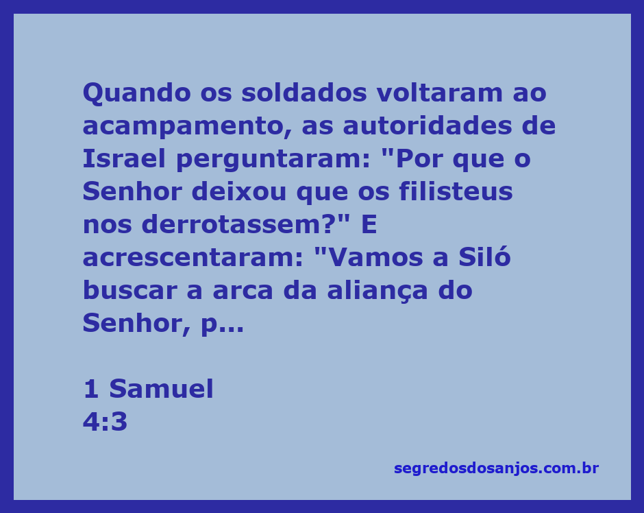 Soldados israelitas discutindo sobre a derrota para os filisteus e buscando a arca da aliança em Siló.