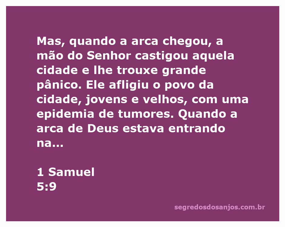Imagem que representa a arca da aliança e a cidade de Ecrom durante o castigo divino descrito em 1 Samuel 5:9.