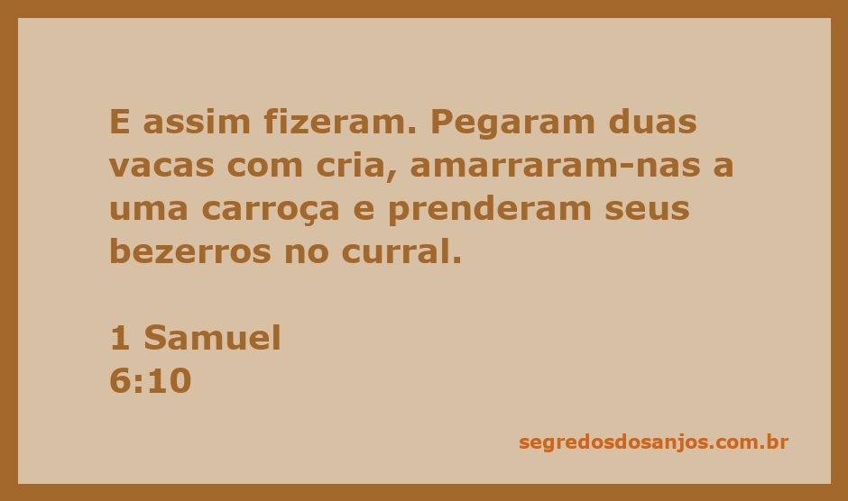 Carroça com vacas e bezerros, representando a passagem bíblica de 1 Samuel 6:10.